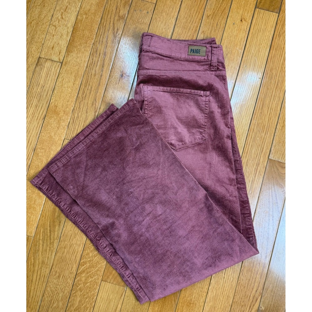 PAIGE Wide Leg Corduroy Pants Dusted Berry Pink Purple 7579E16-7595 Womens‎ 28 - Picture 2 of 9